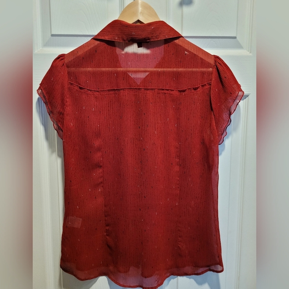 Reitmans red flutter sleeve blouse with neck tie/bow. Size Medium. - Picture 6 of 8
